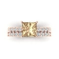 thumbnail image 2 of Clara Pucci 18K Rose Gold 2.63 Synthetic Yellow Moissanite Engraveable Engagement Ring + Wedding Band Set, 2 of 7