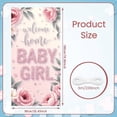 thumbnail image 2 of Pink Glitter Welcome Baby Banner Silver Sparkly Backdrop Floral Ornament Display for Baby Shower Newborn Homecoming Girl's Welcome Party, 2 of 3