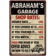 thumbnail image 1 of ABRAHAM'S Garage Shop Rates Sign Man Cave Decor 12 x 18 Matte Finish Metal 112180010350, 1 of 1