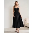 thumbnail image 5 of Vestido KUTUMAI de encaje de verano con cuello cuadrado, midi, negro para mujer, 5 of 5