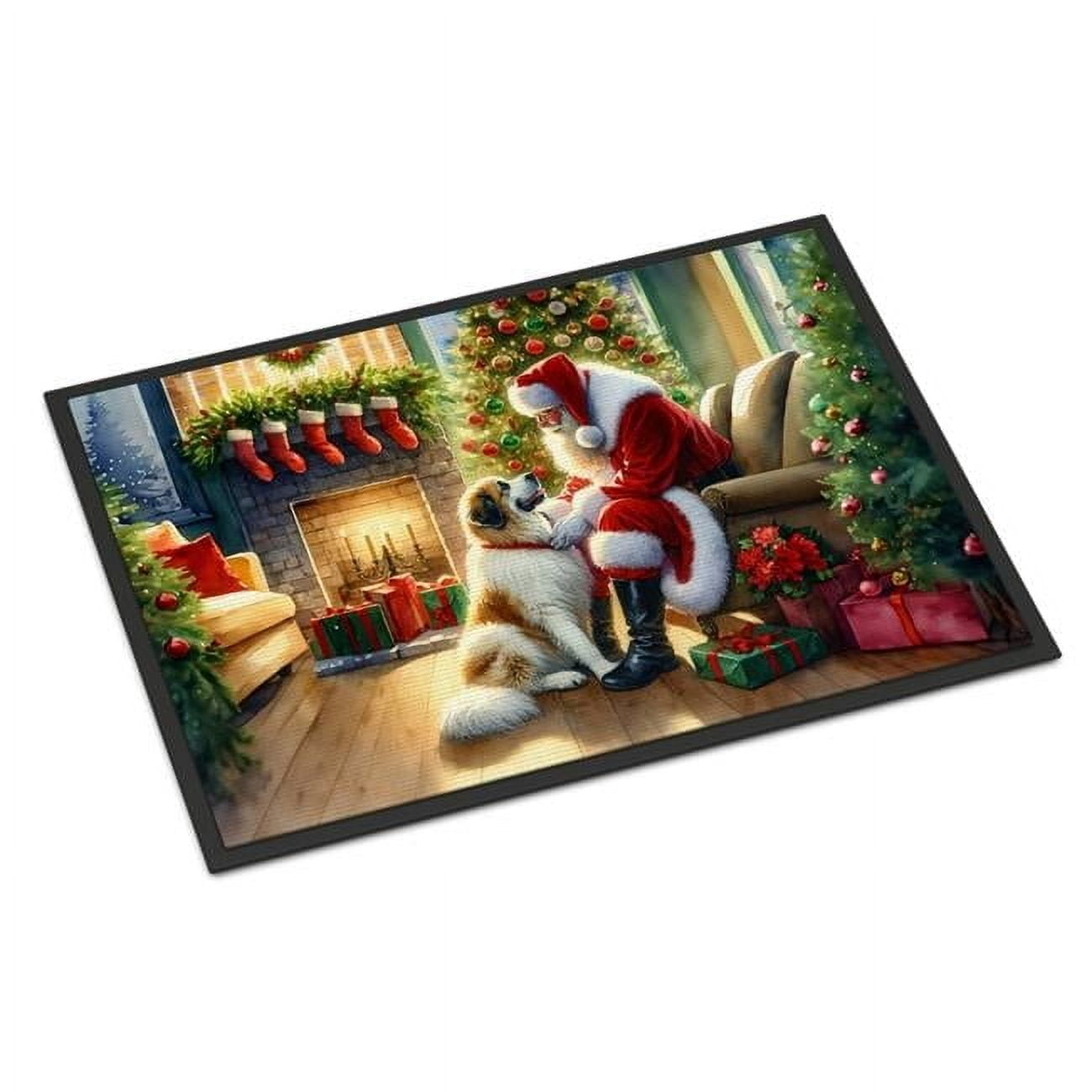 Caroline's Treasures DAC4075MAT Bluetick Hound and Santa Claus Doormat Front Door Mat Indoor Outdoor Rugs for Entryway, Non Slip Washable Low Pile, 18H X 27W