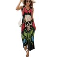 thumbnail image 1 of Vestido De Noche De Lujo Sin Mangas Para Mujer, Flower Cluster Skull Vestido De Fiesta, 1 of 5