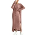 thumbnail image 2 of HAiming 2 Piece Sets for Women Long Cardigan Sweater Knitted Midi Side Slit Tank Dress Cute Outfit, 2 of 9