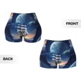 thumbnail image 5 of Fotbe Moonlit Night Sea Sailboat Seamless Shorts, Womens Workout Shorts High Waist Stretch Booty Short for Gym/Yoga/Running/Biking-Medium, 5 of 9
