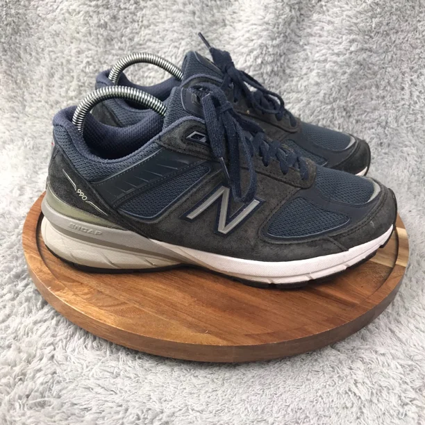 New Balance 990 v5 Mens 7.5 2E Wide Gray/Navy Athletic Casual Sneaker Shoes