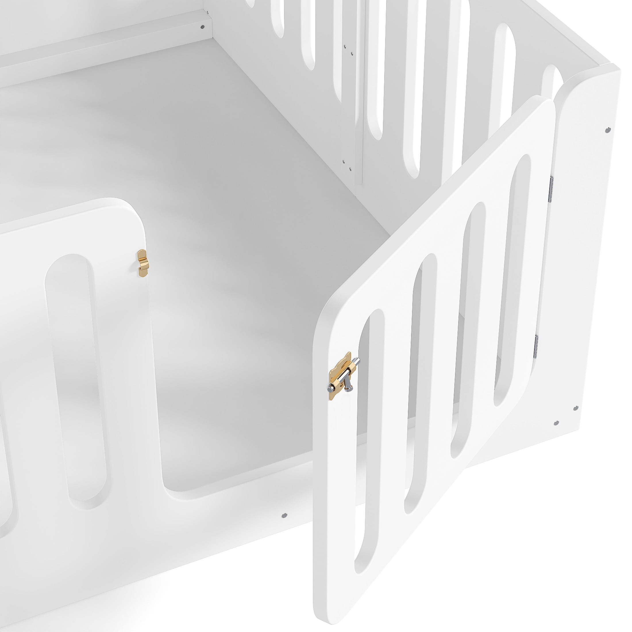 Noble House Queen Size Montessori Floor Bed with High Fence, Solid Wood Kids Bed Frame, White