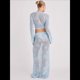 thumbnail image 5 of Conjunto de Dos Piezas de Crochet para Mujer: Top Corto de Larga con Nudo y Falda con Cordón. Azul S, 5 of 10