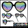 thumbnail image 4 of Womens Rusta Rainbow Mirror Lens Plastic Frame Heart Shape Sunglasses [2-pc] Black Mirror & Black Smoke, 4 of 5