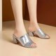 thumbnail image 1 of Sandalias de tacón de gasa de malla para mujer, sandalias de tacón alto de talla grande con lentejuelas y boca de pez para verano, 1 of 6