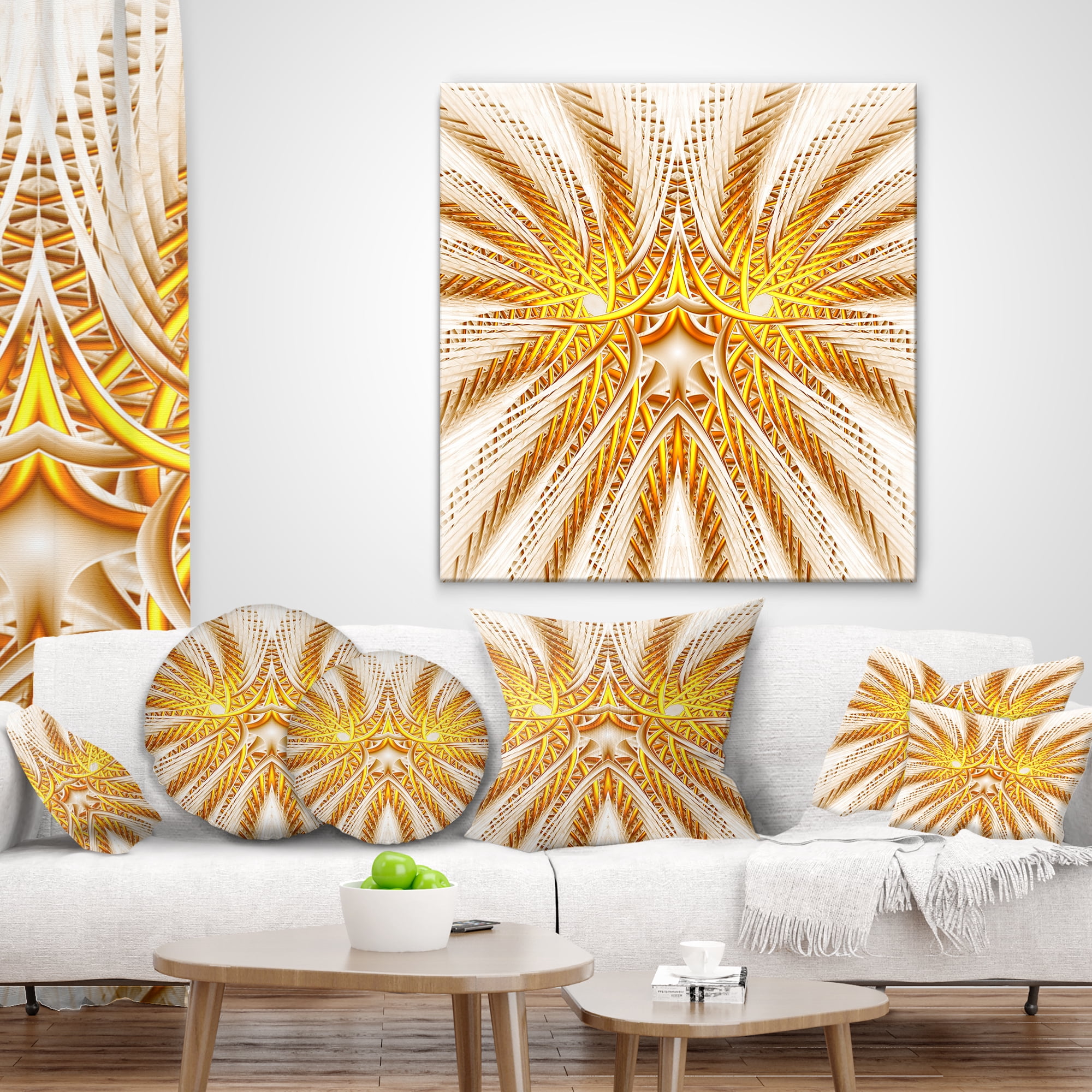 Designart 18" x 18" Yellow Polyester Throw Pillow