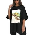 thumbnail image 4 of Plus Size Shirt for Women Black Tops for Women Short Sleeves Shirt for Women Turtle T Shirt Oversized Shirt for Women S, 4 of 5