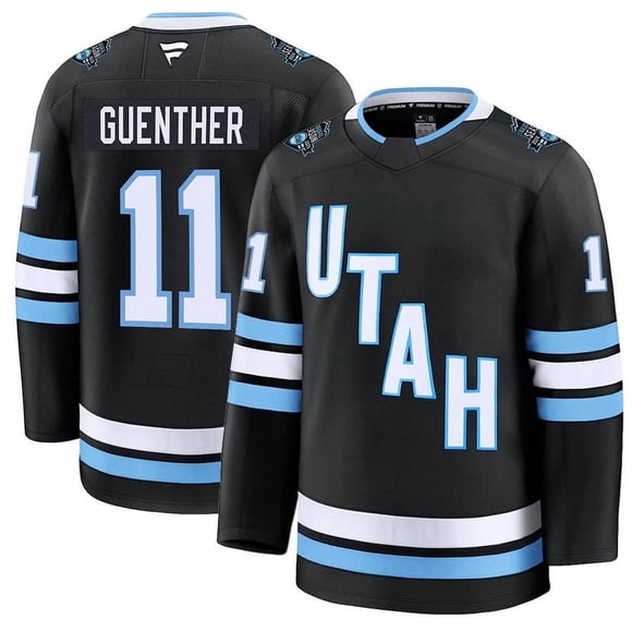 Men's Black Ice Hockey Jersey Utah Hockey Club Guenther 11# Adult Sport Player Jersey
