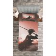 thumbnail image 3 of Ambesonne Japanese Quilted Bedspread Set 2 Pcs, Samurai Japan, Twin Size, Salmon Umber, 3 of 3