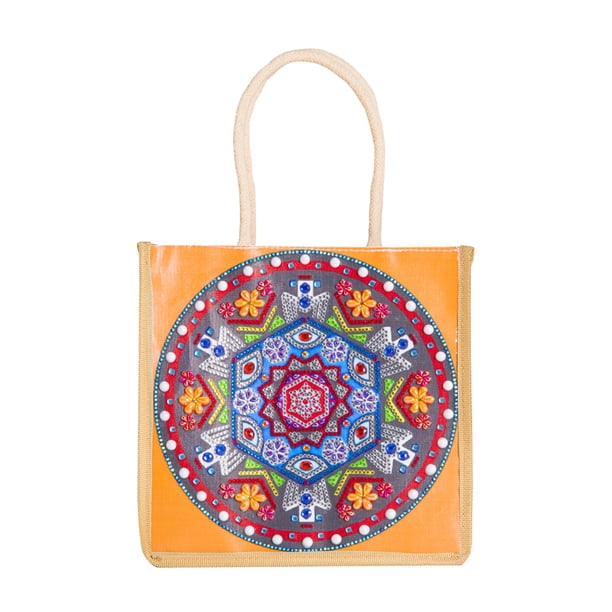 Bolsas de lino con pintura de diamantes, bolso de mano, bolsa de almacenamiento de compras ecológica reutilizable Hugtrwg Para estrenar
