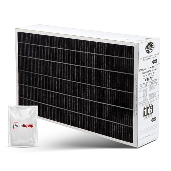 Lennox 16x25x5 Furnace Filter, X6672 Filter Replacement, Merv 16 Carbon Clean Filter Media with Homequip Disposal Bag 1-Pack (Actual Size: 15.8 x 24.8 x 4.3 Inches)