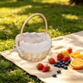 thumbnail image 5 of Empty Picnic Basket Wicker Picnic Hamper with Removable Liner for Outdoor Camping Park Family Picnic, A Storage Basket, 5 of 8