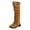 Khaki, variant on Women Suede Knee High Boots Wide Calf Round Toe Chunky Heel Fall Winter Western Riding Boots
