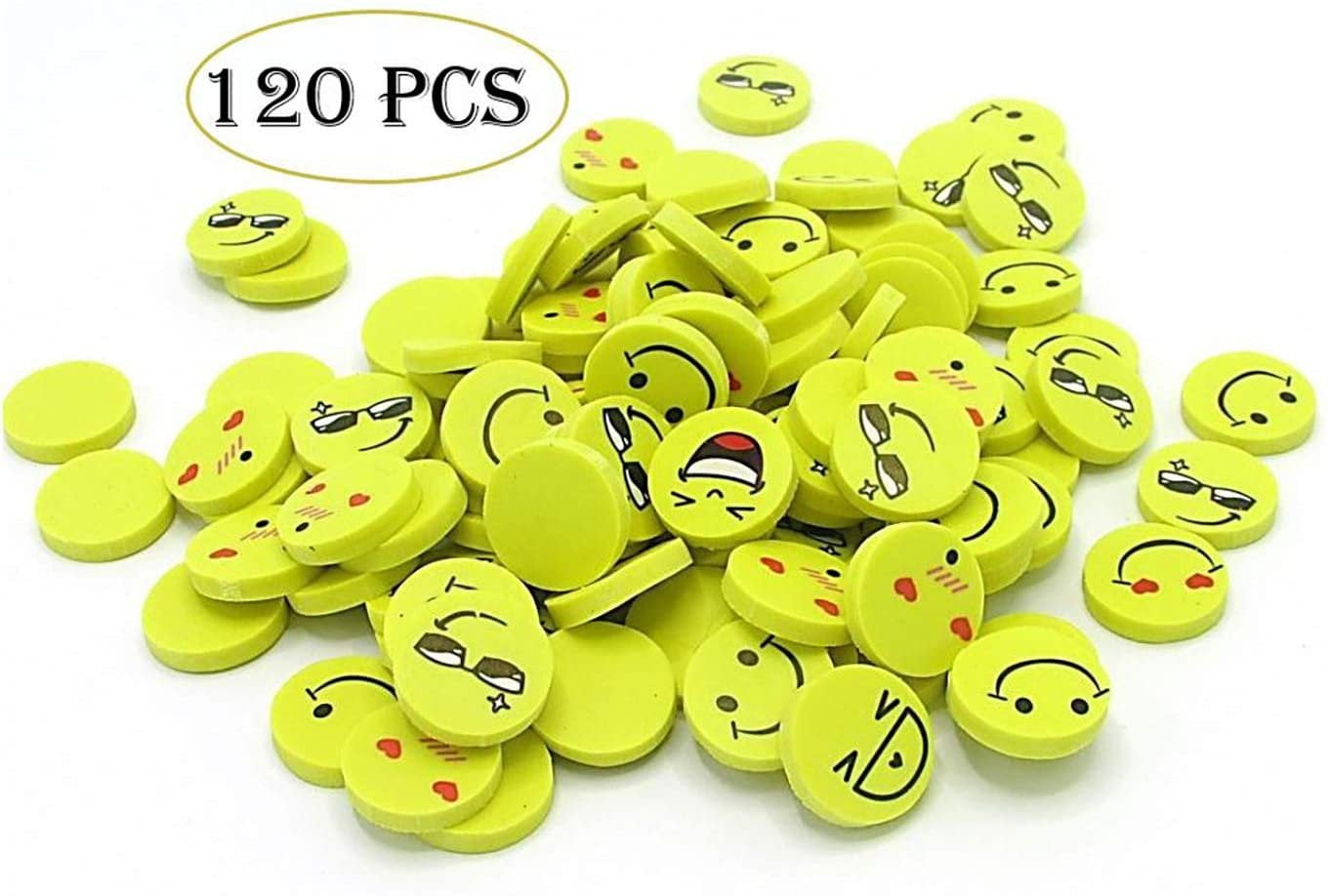 Emoji Erasers Pack Of 120 Pencil Erasers Emoticon Mini Novelty Party