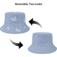 thumbnail image 4 of Butterfly Embroidered Bucket Hat Reversible Packable Foldable Beach Sun Hat Outdoor Cap for Women Men, 4 of 5