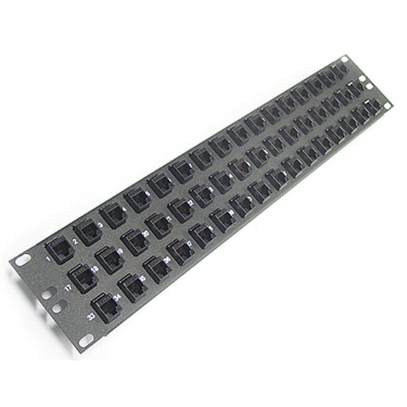 2U 48 Port Loaded Keystone Cat5e Feed Thru Panel