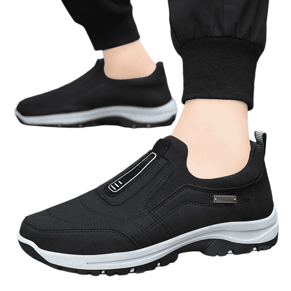 NexTorq Mens Slip On Shoes, Mens Outdoor Shoes, Orthopedic Shoes Men Arch Support Breathable Lightweight Slip on Walking Sneakers Waterproof Non-Slip Hiking Shoes Comfy Wide Width Loafers Black 7