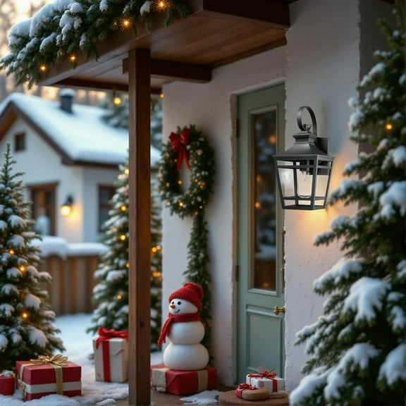 Olurrisa 16.5" Outdoor Wall Sconce 2-Pack, Black Waterproof Exterior Light with Clear Glass, Wall Mount Porch Lighting for Patio Hallway Garage