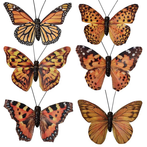 Conjunto de 12 Adornos de Mariposas 3D con Plumas Berfutall de 9 cm