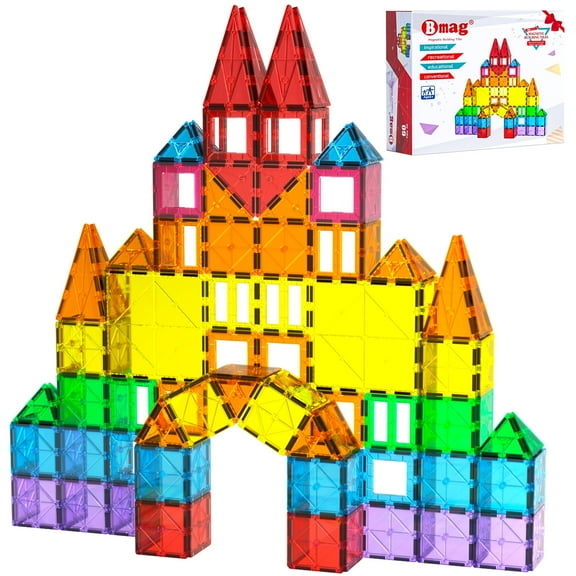 Bmag 60PCS Magnetic Tiles Building Set STEM Educational Toys Gift for Kids Ages 3  3D Creative Blocks for Toddler