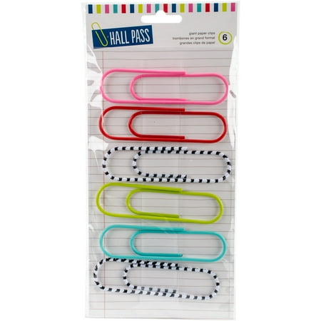 Hall Pass Paper Clips 4" 6/Pkg-Multicolor