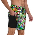 thumbnail image 3 of Haiem Colorful Tie Dye Stained Glass Mens Swim Trunks with Compression Liner 2 in 1 Swimming Shorts Stretch Swimwear Quick Dry,Board Shorts-Medium, 3 of 8
