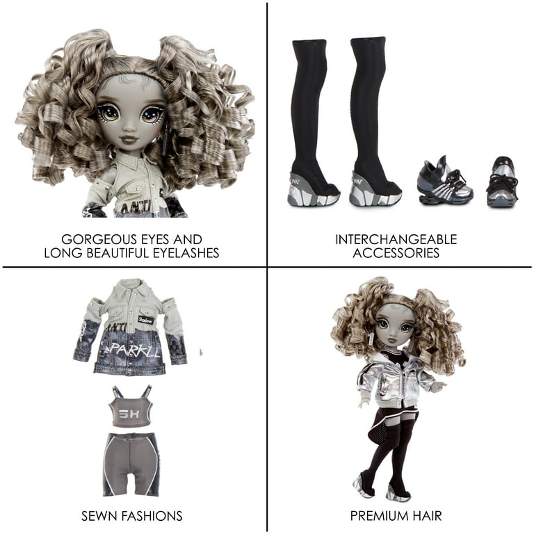 Rainbow High Shadow Series 1 Heather Grayson- Grayscale Fashion Doll. 2  Grey Designer Outfits to Mix & Match with Accessories, Great Gift for Kids