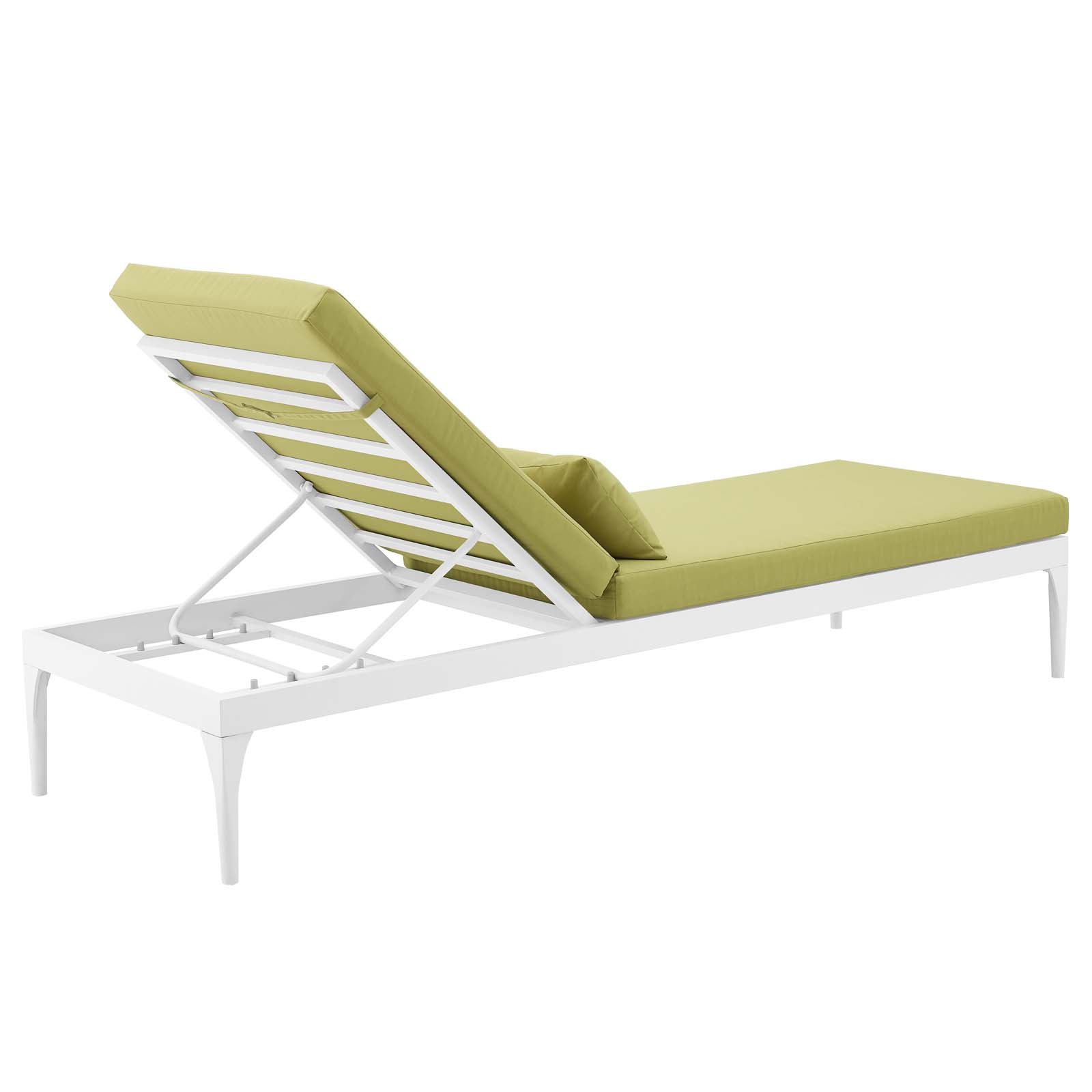 Modern Contemporary Urban Design Outdoor Patio Balcony Garden Furniture Lounge Chair Chaise, Fabric Aluminium, Green White - image 4 of 7