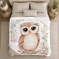 thumbnail image 5 of Woodland Owl With Owl And Moon Phases Moon Phase Forest Mystical Fantasy Art Nature Lovers Moonlit Forest Bird Motif Warm Flannel Blanket, Housewarming Gift for Cabin and Bedroom Home Decor, 5 of 9
