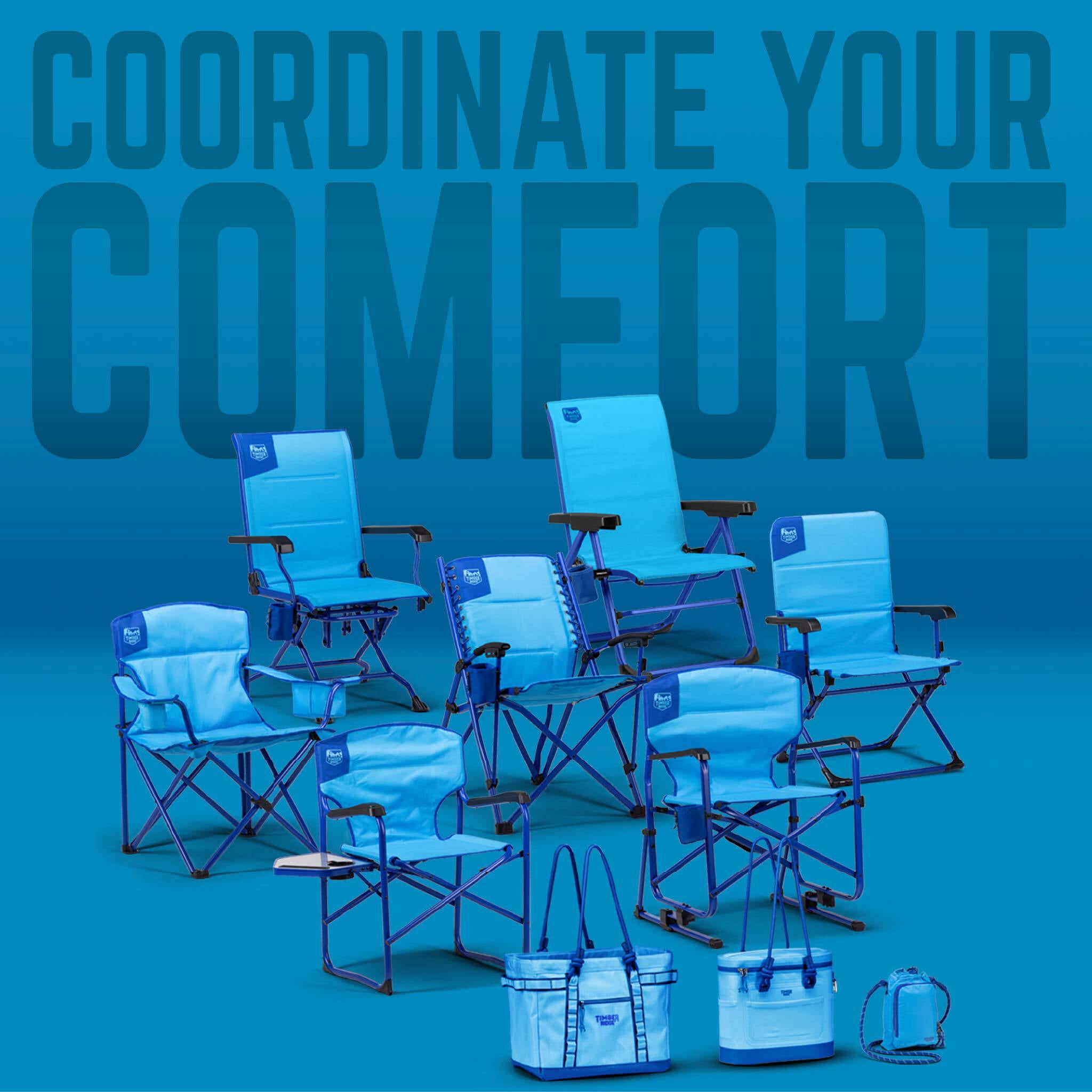 Timber Ridge TEGO™ FlowMotion™ Rocking Camping Chair, Folding Outdoor Rocker with Cup Holder, Blue Lagoon