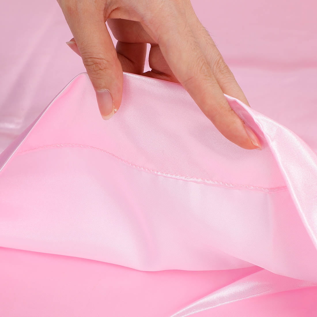 Unique Bargains 4 Pack Satin Pillowcases with Envelope Closure Pink Standard