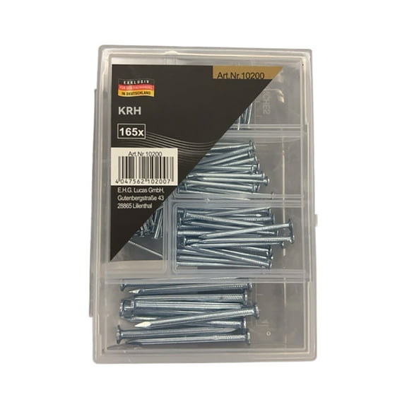 KRH Metal nails, 165-Piece Assorted Metal Nails Kit - 3/4" to 2" for Picture Hanging, Wall/Drywall/Wood