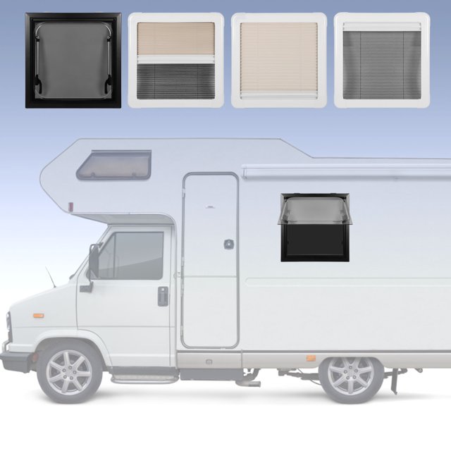 Window, UV Protection RV Window Push Out 75 Deg Opening 24 X 24in Waterproof with Sunshade Screen for for Motorhome