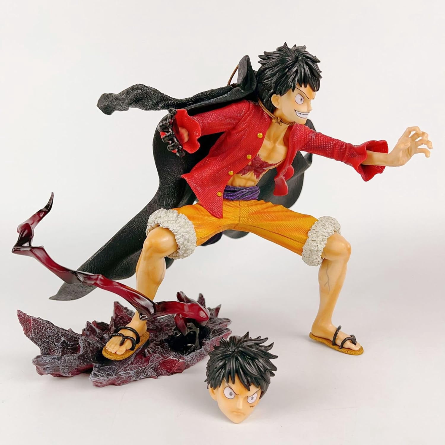 Luffy Figure Fighting Monkey D. Luffy Replacement Head Anime Figures 19cm/7.5inch PVC Cosplay Model Collectible for Anime Fans Gift