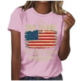 thumbnail image 2 of Women's Patriotic Printed T-Shirt, 250 Anniversary USA Shirt for Womens, Short Sleeve Round Neck Casual Top, 250 YEARS Flag Pattern Tee (X-Large Pink), 2 of 3
