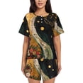 thumbnail image 1 of Fotbe Abstract Gold Floral Galaxy Conjunto de Pijama Estampado para Mujer, 2 Piezas, Ropa de Dormir con Camiseta de Manga Corta y Shorts Suaves-XX-Large, 1 of 6