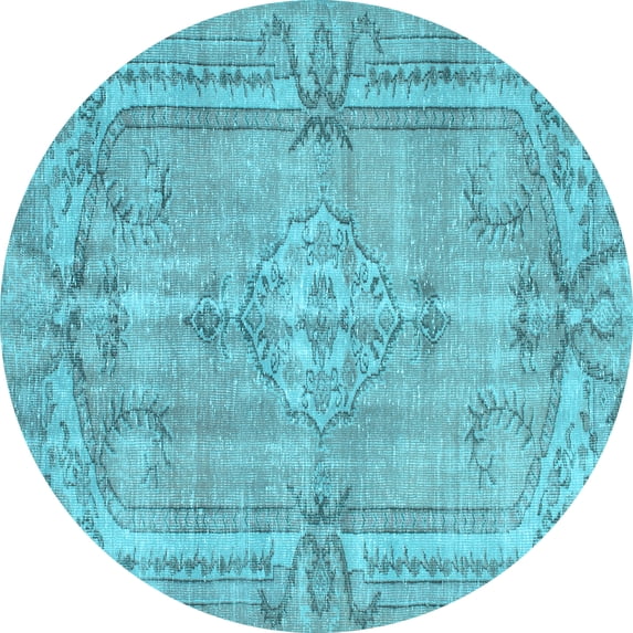 Ahgly Company Indoor Round Abstract Light Blue Contemporary Area Rugs, 4' Round