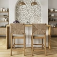 thumbnail image 2 of Nathan James Beacon Bohemian Boucle Bar Stool, Upholstered Counter Height Chair with Solid Wood Frame and Woven Seagrass Back for Kitchen Island, Set of 2, 2 of 2