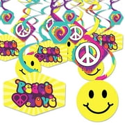 60's Hippie - 1960s Groovy Party Hanging Decor - Party Decoration Swirls - Set of 40
