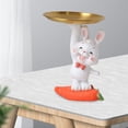 thumbnail image 3 of 2 Uds Bandeja De Almacenamiento De Conejo De Resina Escultura De Estatua De Animal Decoración Del Hogar Macarena Bandeja de almacenamiento de estatuas, 3 of 5