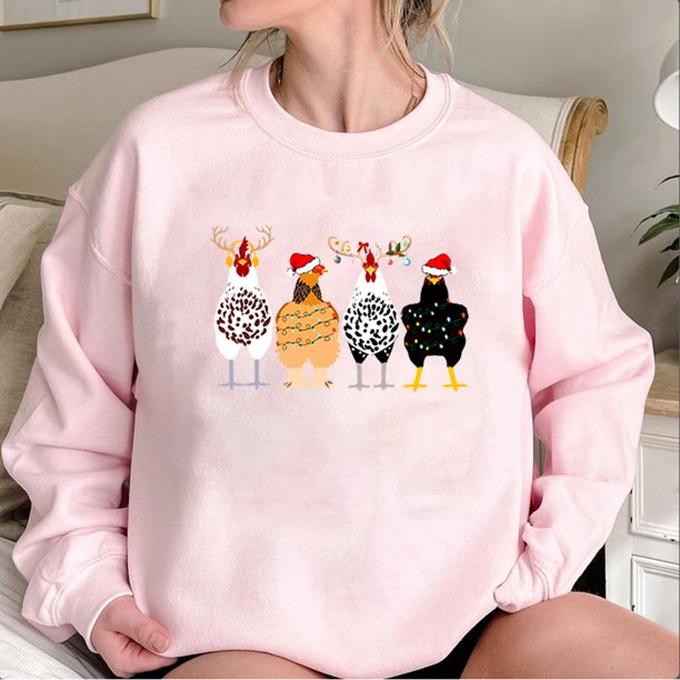 Sudadera divertida con capucha para pollos, suéter de animales divertidos, camisas de campo de Navidad, regalo de granja