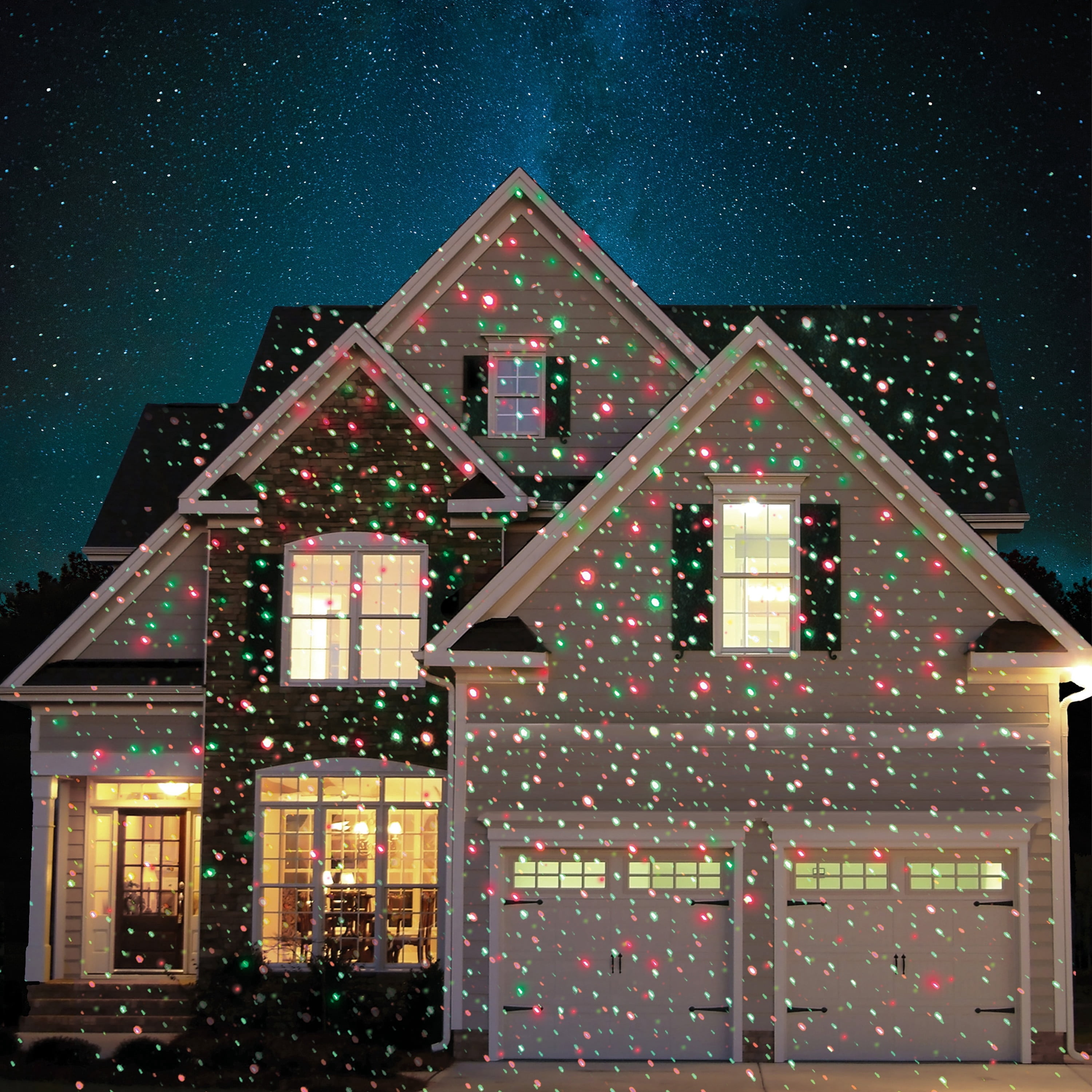 Indoor/Outdoor LED Animated Star Laser Christmas Projector Light, Red/Green, 3,200 sq ft, by Holiday Time