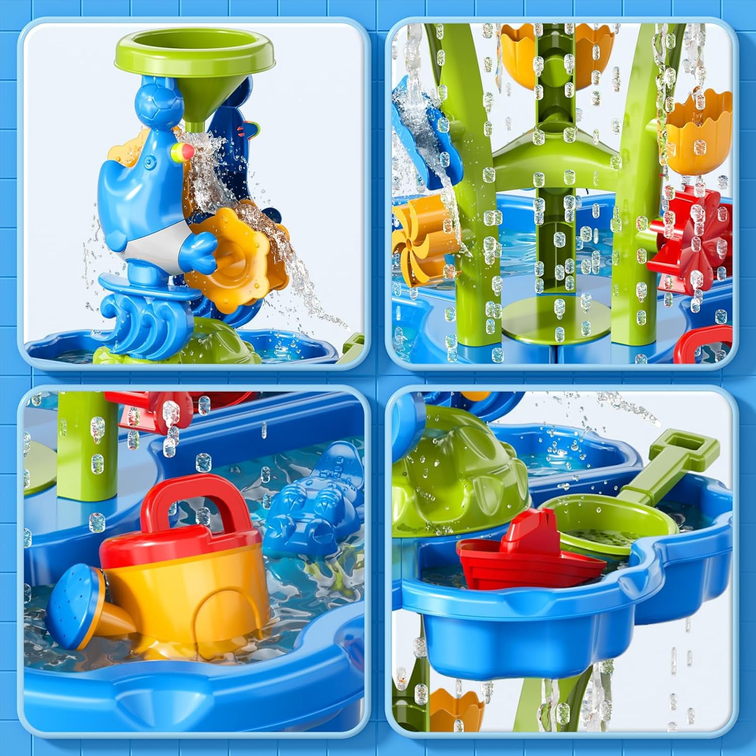 3 in 1 Water Table for Toddlers 1-3 3-5 4-8, Summer Outdoor Beach Outside Backyard Activity Sensory Kids Sand and Water Table, Birthday Party Gifts for Kids Boys and Girls Ages 3 4 5 6 7 8