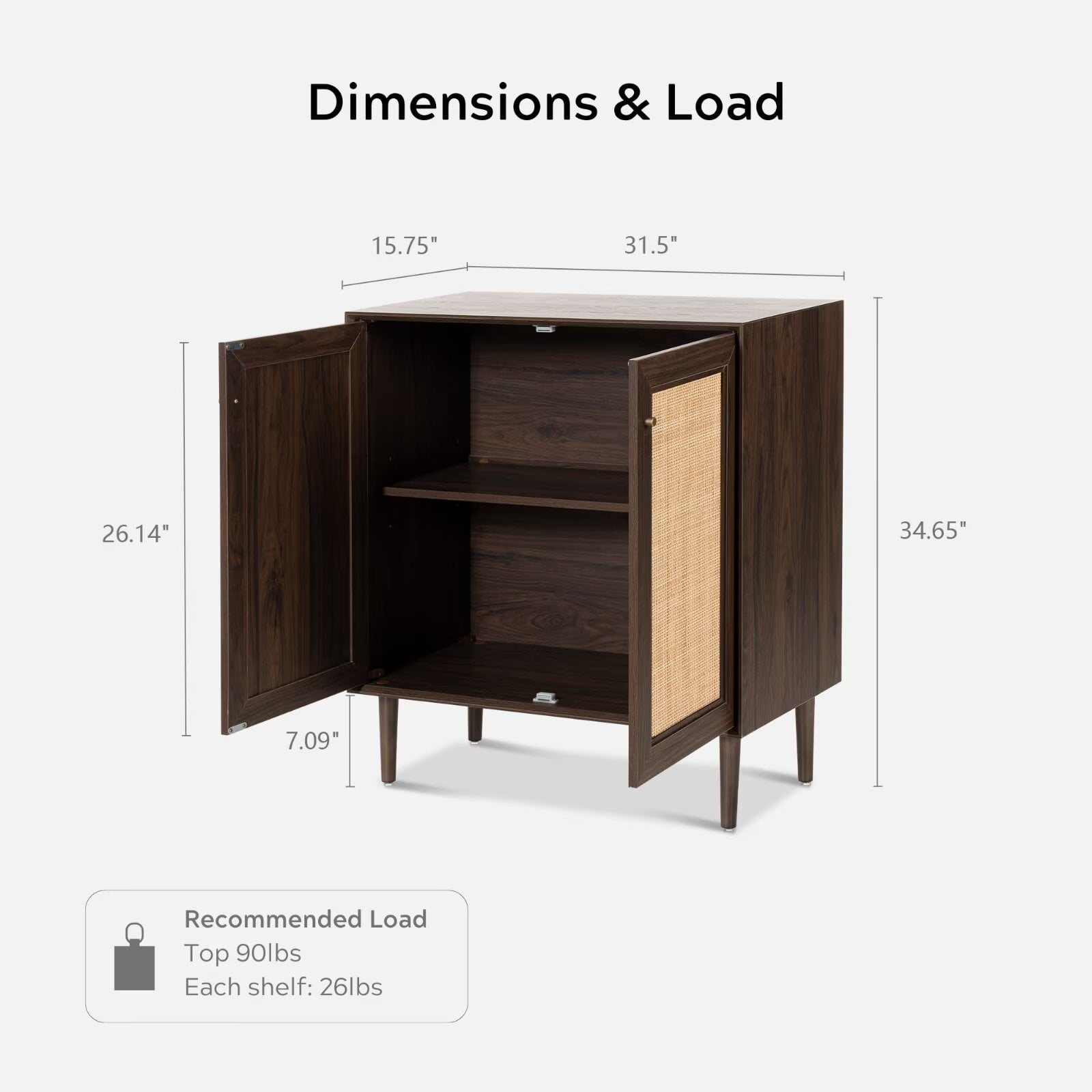 EYYTHUNG Storage Cabinet Set of 3, Accent Storage Cabinets for Living Room, Walnut