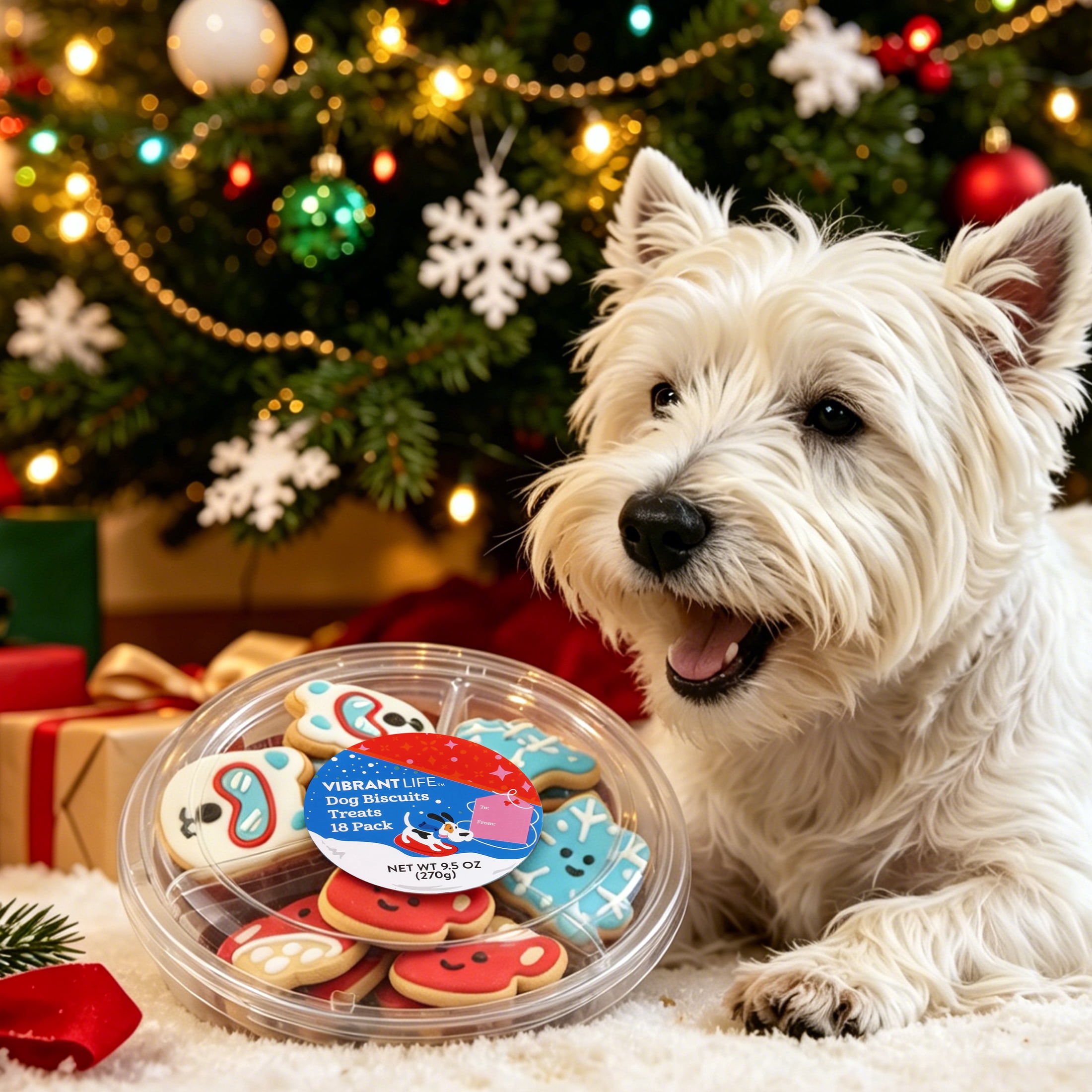 Vibrant Life Winter Ski Crunchy Biscuit Treats for Dogs, Peanut Butter, 9.5 oz, 18 Count