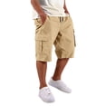 thumbnail image 3 of GrmtClth Mens Cargo Shorts Drawstring Elastic Waist Stretch Hiking Shorts Relaxed Fit Casual Work Short Pants with Pockets Beige 3XL, 3 of 9